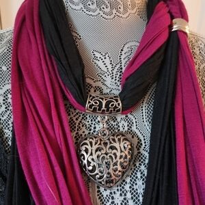 Scarf with heart necklace